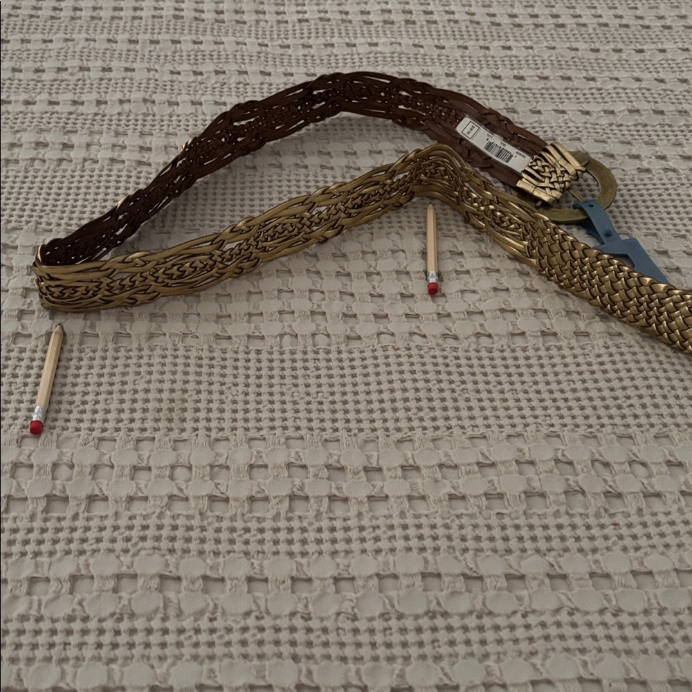 NWT Nine West Gold Tone Metallic Woven Belt with Decorative Buckle Size L/XL - Picture 16 of 16
